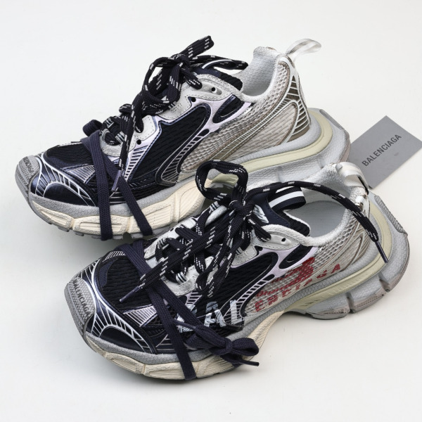 Balenciaga 3XL Split Logo sneakers in a white, red, and navy colorway