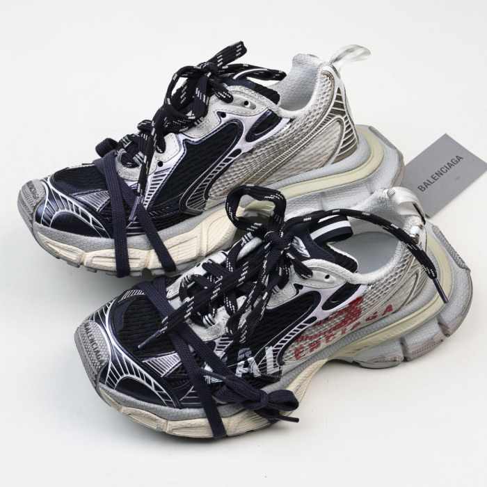 Balenciaga 3XL Split Logo sneakers in a white, red, and navy colorway