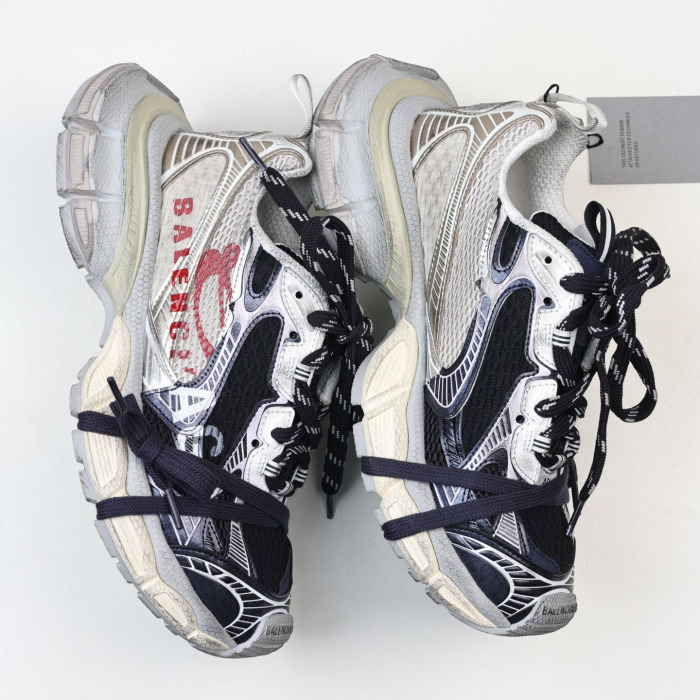Balenciaga 3XL Split Logo sneakers in a white, red, and navy colorway