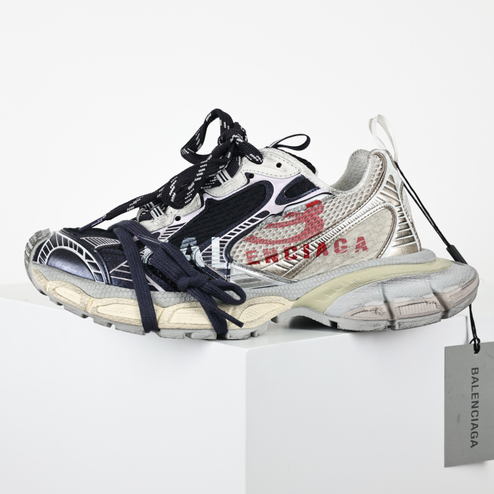 Balenciaga 3XL Split Logo sneakers in a white, red, and navy colorway