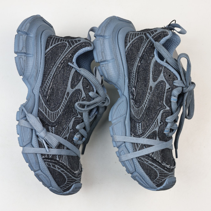 Balenciaga 3XL Distressed lace-up Sneakers Blue