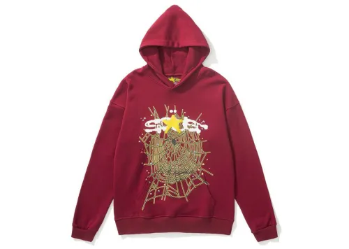 Sp5der Logo Hoodie Maroon