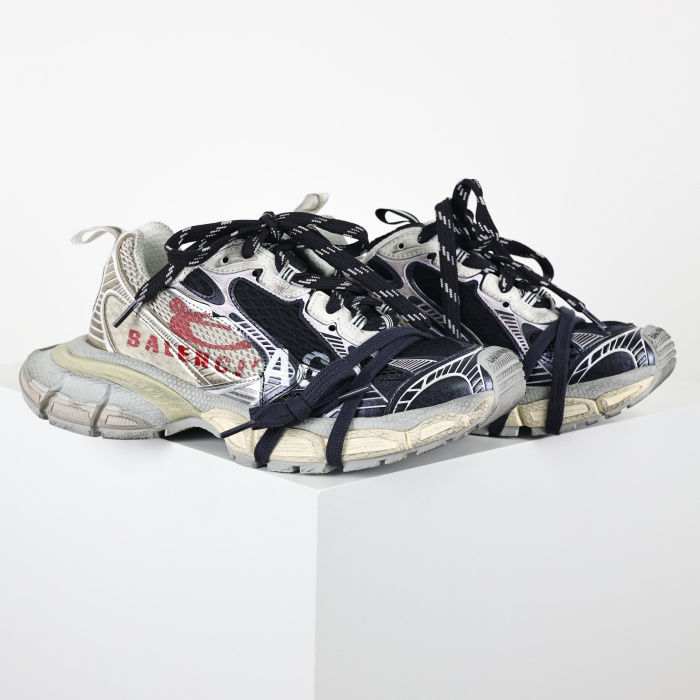 Balenciaga 3XL Split Logo sneakers in a white, red, and navy colorway