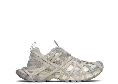 Balenciaga Gray & Off-White 3XL Fishnet Sneakers