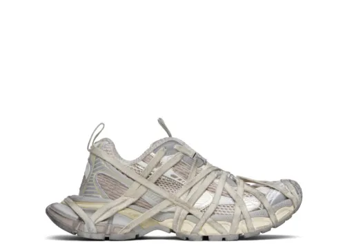 Balenciaga Gray & Off-White 3XL Fishnet Sneakers