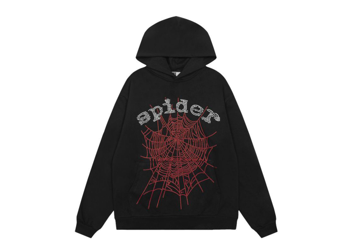 Sp5der OG Rhinestone Logo Hoodie Black