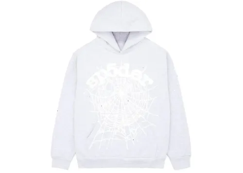Sp5der OG Rhinestone Logo Hoodie White