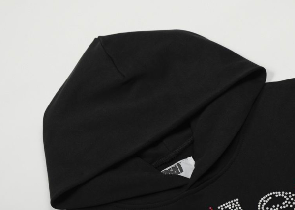 Sp5der OG Rhinestone Logo Hoodie Black