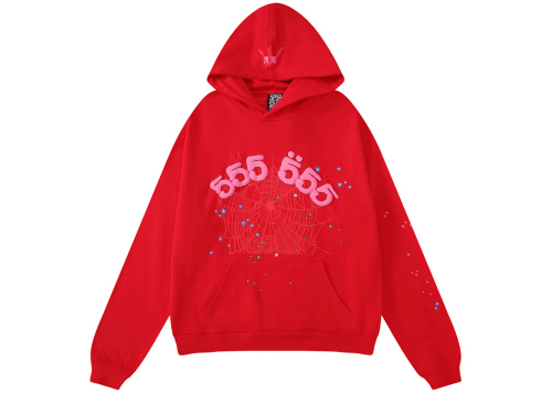 Sp5der Worldwide Red Angel Number 555 Hoodie Red
