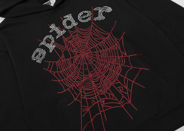 Sp5der OG Rhinestone Logo Hoodie Black