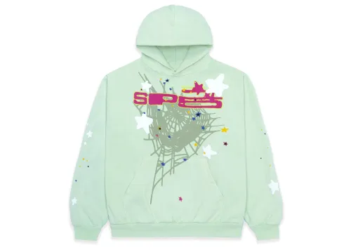 Sp5der Hoodie YoungThug Web Mint Green