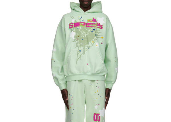 Sp5der Hoodie YoungThug Web Mint Green