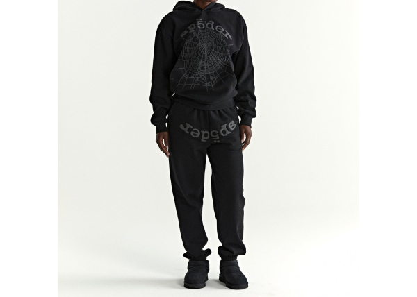Sp5der OG Web V2 Rhinestone Zip Up Hoodie Black