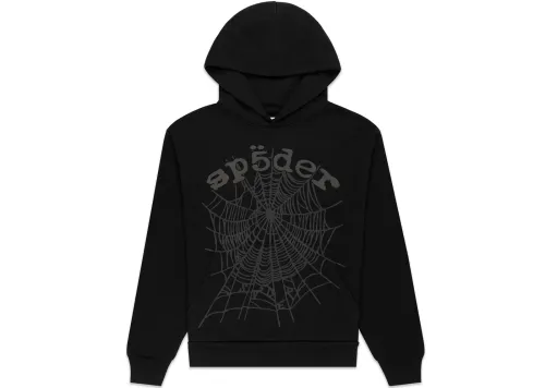 Sp5der OG Web V2 Rhinestone Zip Up Hoodie Black