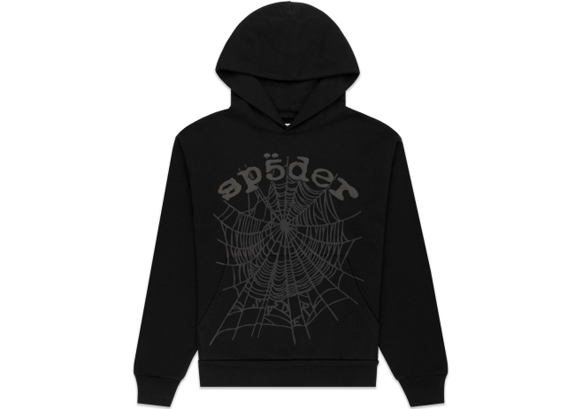 Sp5der OG Web V2 Rhinestone Zip Up Hoodie Black