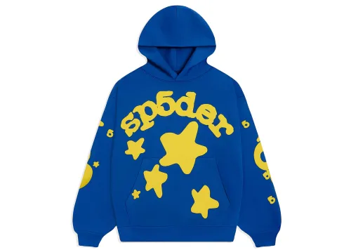 Sp5der Web Print Gothic TC5 Hoodie Blue