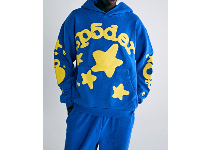 Sp5der Web Print Gothic TC5 Hoodie Blue