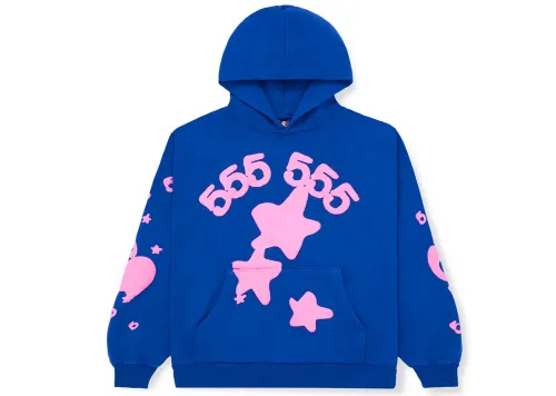 Sp5der Wordwide Star Beluga Blue Hoodie