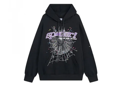 Sp5der Young Thug Web Hoodie Black and Purple
