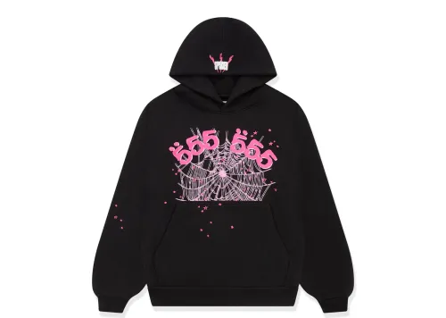 Sp5der Angel Number Hoodie Black