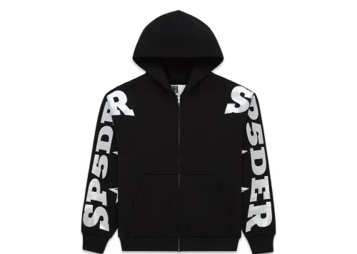 Sp5der MX555 Zip Hoodie Black