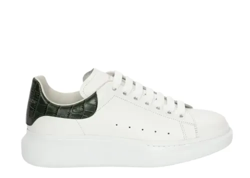 Alexande* McQuee* Oversized Sneaker 'White Forest Green Crocodile'