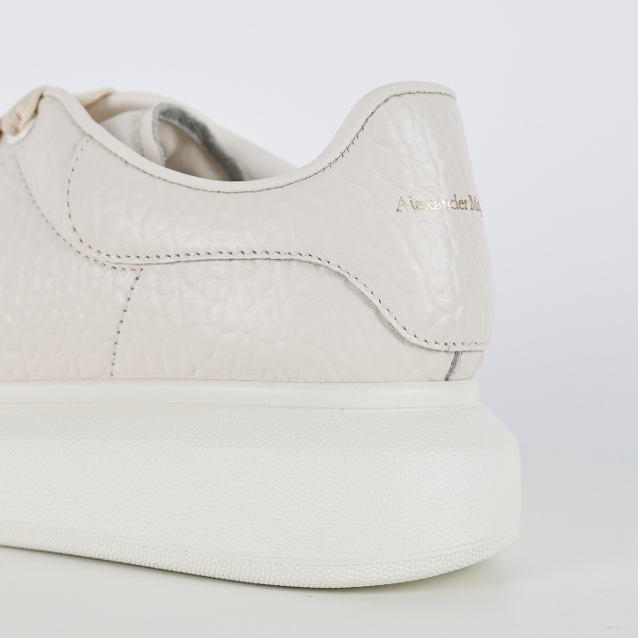 Alexande* McQuee* Lvory Leather Sneakers With Ivory Leather Heel New & Authentic