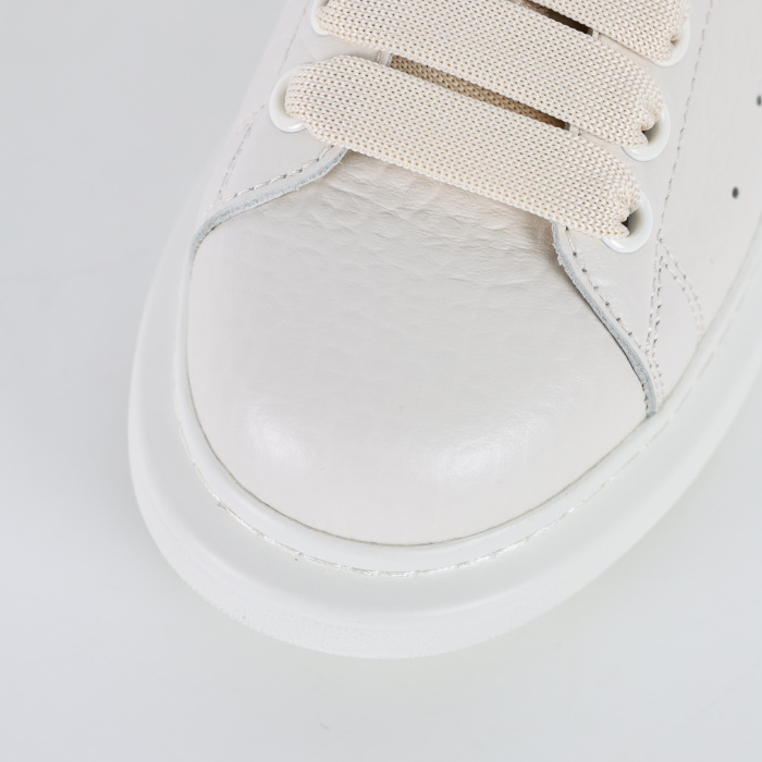 Alexande* McQuee* Lvory Leather Sneakers With Ivory Leather Heel New & Authentic