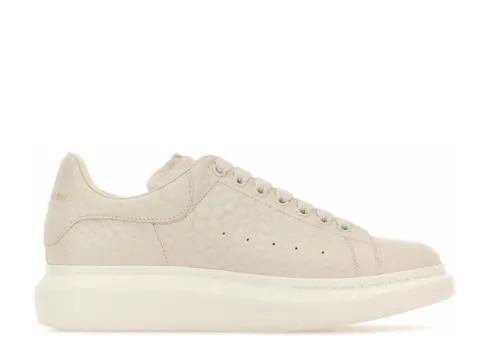 Alexande* McQuee* Lvory Leather Sneakers With Ivory Leather Heel New & Authentic