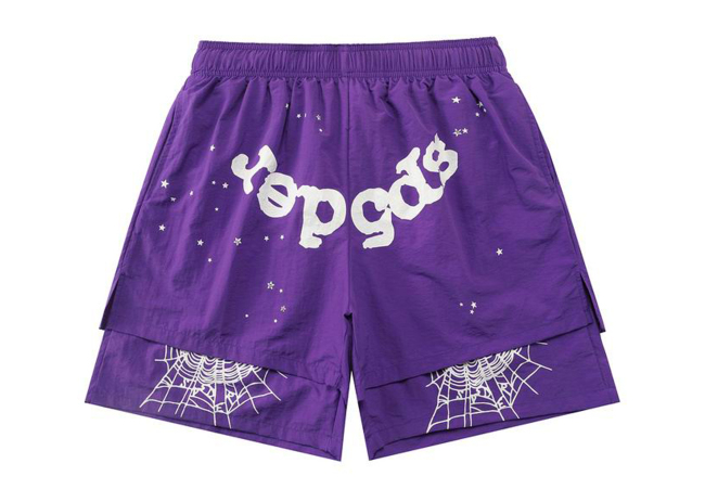 Sp5der OG Web Double Layer Short Purple White