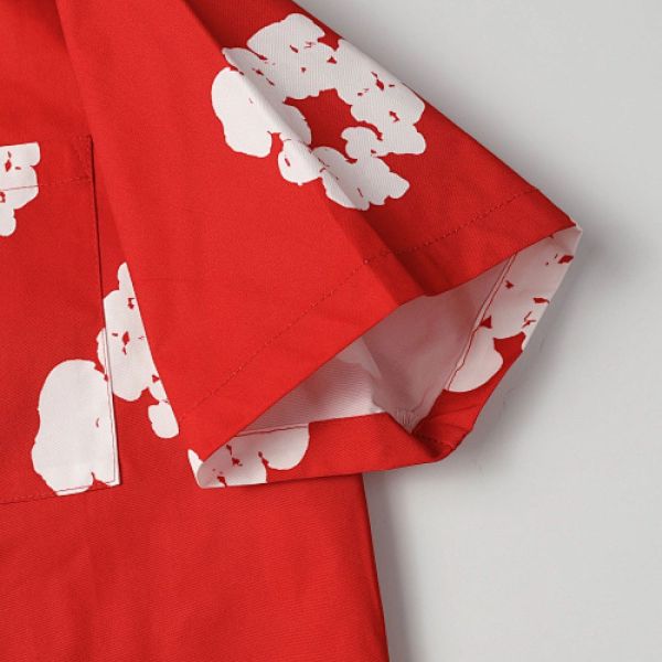 Denim Tears White Cotton Wreath Short-Sleeve Shirt-386 Red