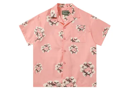 Denim Tears White Cotton Wreath Short-Sleeve Shirt Pink