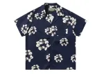 Denim Tears White Cotton Wreath Short-Sleeve Shirt Navy