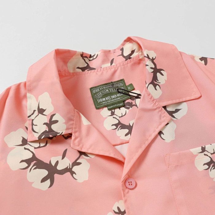 Denim Tears White Cotton Wreath Short-Sleeve Shirt Pink