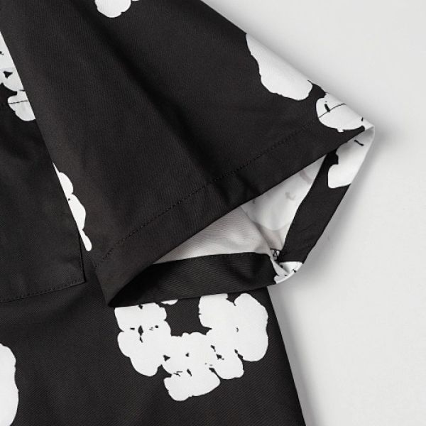 Denim Tears White Cotton Wreath Short-Sleeve Shirt-386 Black