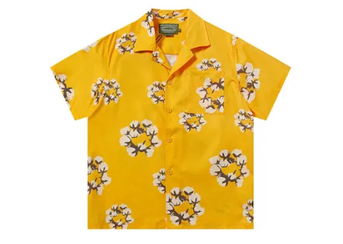 Denim Tears White Cotton Wreath Short-Sleeve Shirt Yellow
