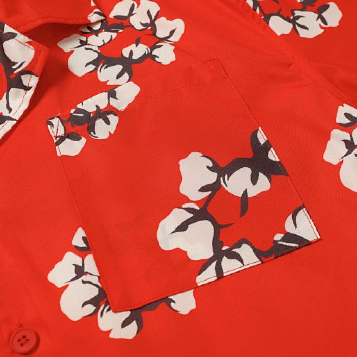 Denim Tears White Cotton Wreath Short-Sleeve Shirt Red