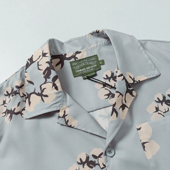 Denim Tears White Cotton Wreath Short-Sleeve Shirt Gray