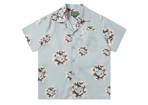 Denim Tears White Cotton Wreath Short-Sleeve Shirt Gray