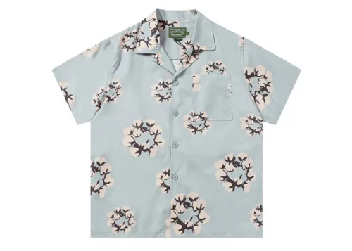 Denim Tears White Cotton Wreath Short-Sleeve Shirt Gray