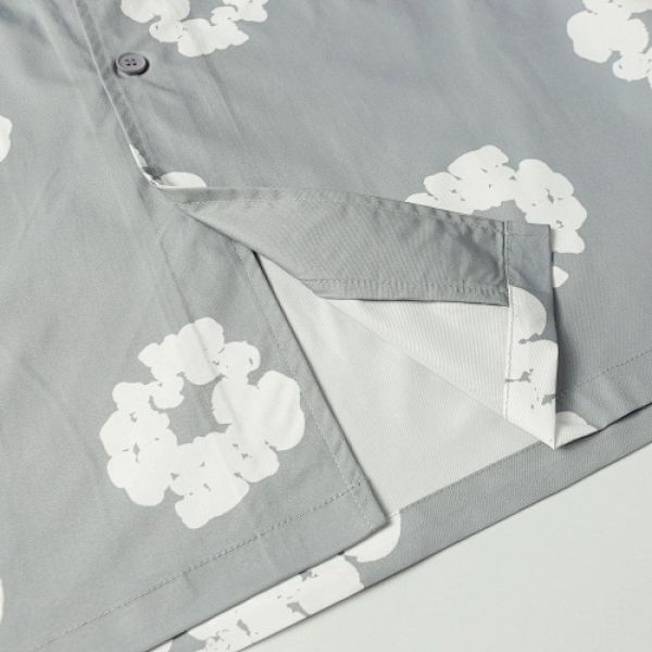 Denim Tears White Cotton Wreath Short-Sleeve Shirt-386 Grey