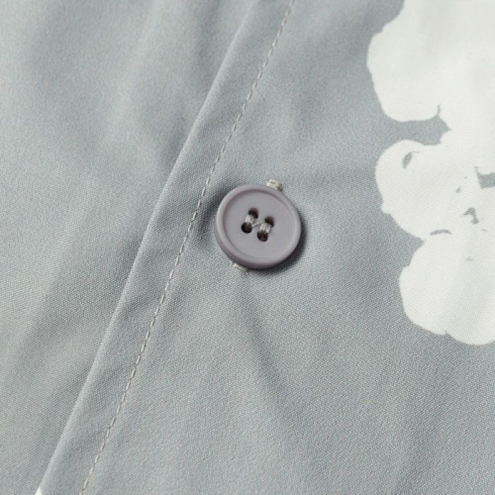 Denim Tears White Cotton Wreath Short-Sleeve Shirt-386 Grey