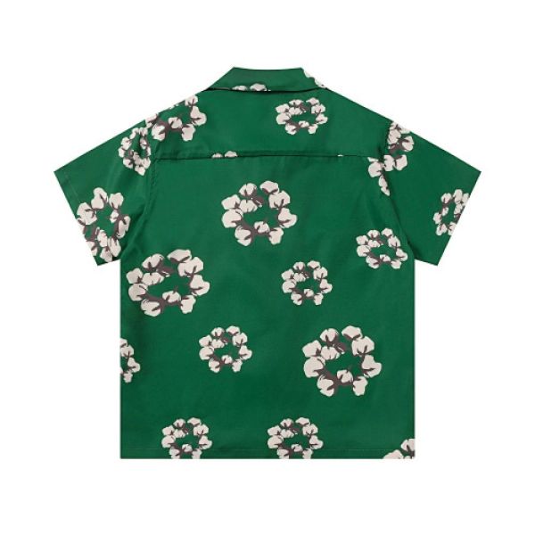 Denim Tears White Cotton Wreath Short-Sleeve Shirt Green