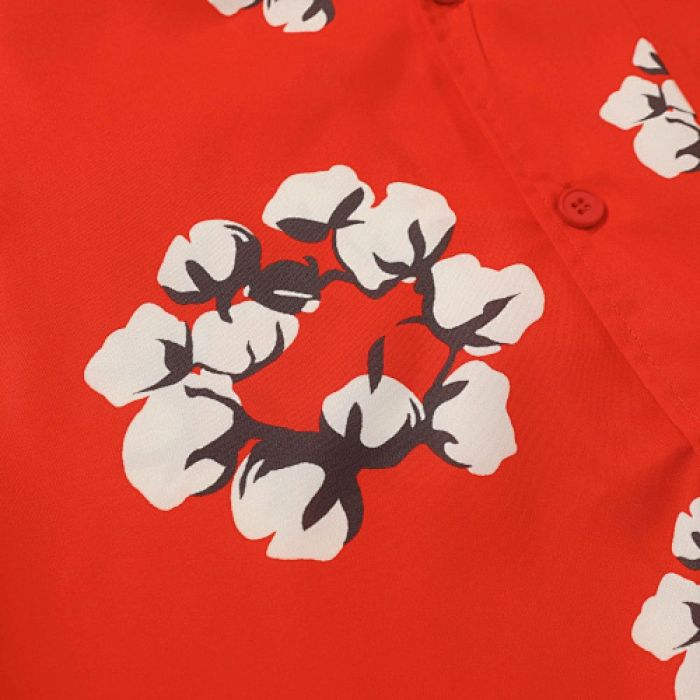 Denim Tears White Cotton Wreath Short-Sleeve Shirt Red