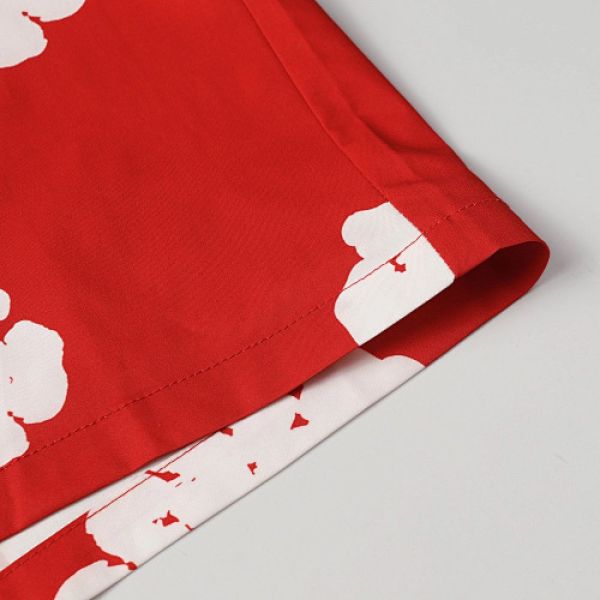 Denim Tears White Cotton Wreath Short-Sleeve Shirt-386 Red