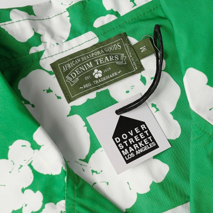 Denim Tears White Cotton Wreath Short-Sleeve Shirt-386 Green