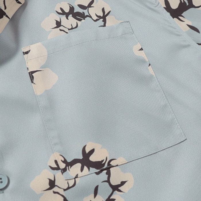 Denim Tears White Cotton Wreath Short-Sleeve Shirt Gray