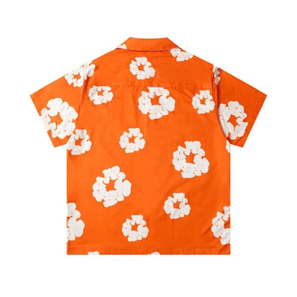 Denim Tears White Cotton Wreath Short-Sleeve Shirt-386 Orange