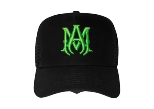 AMIRI MA Logo Trucker Hat Cap Black/Green