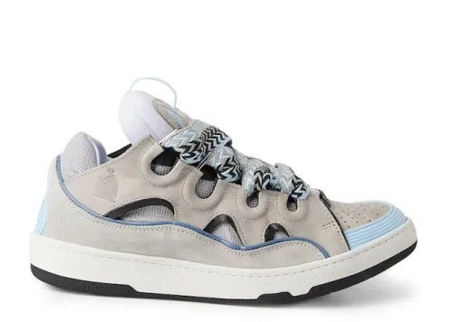 L@nvin Leather Curb Grey Light Blue